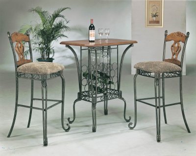 Wooden Top & Metal Base Classic Pub Table w/Optional Stools