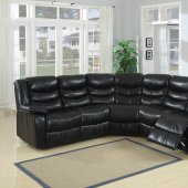 Black Durable Bonded Leather Modern Reclining Sectional Sofa