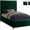 Cruz Bed in Green Velvet Fabric by Meridian w/Options