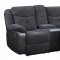 U1566 Motion Sofa Dark Grey Fabric & Black PU - Global w/Options