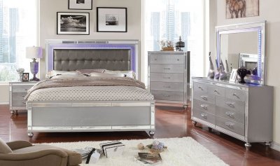 Brachium Bedroom Set 5Pc CM7977SV in Silver w/Options