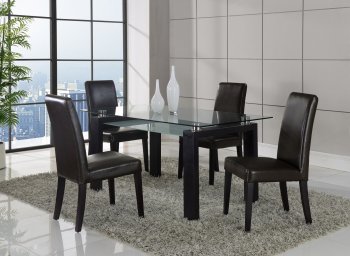 D646DT Dining Set 5Pc in Black by Global w/DG020DC Brown Chairs [GFDS-D646DT-DG20DC-BR]