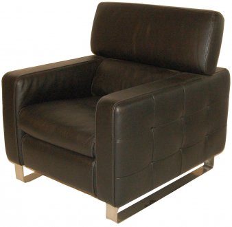 Black Top Grain Leather Modern Chair w/Adjustable Back