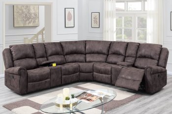 F86608 Power Recliner Sectional Sofa in Dark Brown by Poundex [PXSS-F86608]