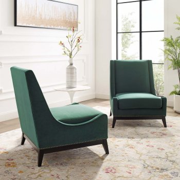 Confident Accent Lounge Chair Set of 2 in Green Velvet by Modway [MWAC-4487 Confident Green]