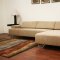 Tan Fabric Modern Sectional Sofa w/Adjustable Backrests