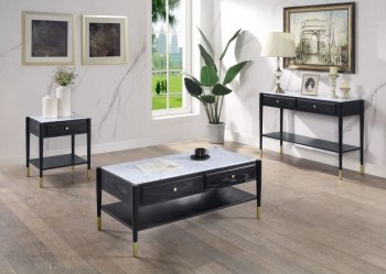 Atalia Coffee Table 3PC Set 83225 in Marble & Black by Acme [AMCT-83225 Atalia]