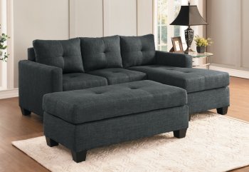 Phelps Sectional Sofa & Ottoman 9789DG - Dark Gray - Homelegance [HESS-9789DG-Phelps]