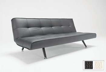 Black or White Leatherette Modern Sofa Bed w/Metal Legs [INSB-Shifter-Black]