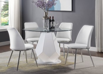 Chara 5Pc Dinette Set 74925 in White High Gloss - Acme w/Options [AMDS-74925-Chara]