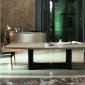 Dune Perla Dining Table w/Metal Base in Frise Perla by Rossetto