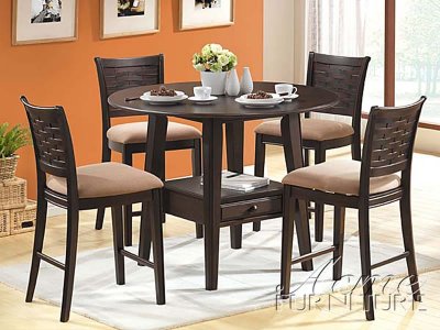 Walnut Finish Counter Height Modern 5Pc Dinette Set