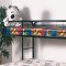 Black Finish Contemporary Twin/Full Bunk Bed w/Built-In Ladders