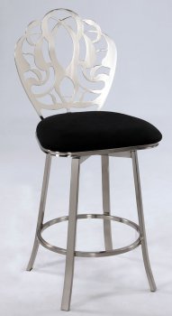 Black Microfiber & Satin Nickel Modern Set of 2 Barstools [CYBA-0404]