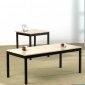 Faux Marble & Black Metal Base Top 3Pc Modern Coffee Table Set