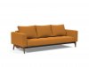 Cassius Quilt Sofa Bed Orange Fabric w/Wood Legs by Innovation