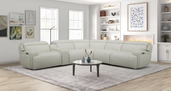 6095B Power Reclining Sectional Sofa in White Leather by J&M [JMSS-6095B White]