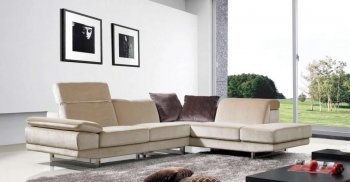 Beige Fabric Modern Sectional Sofa w/Adjustable Headrests [VGSS-1060]