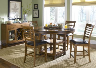 Bronze Spice Finish Pub Table w/Storage Shelves