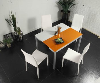 White & Orange Two-Tone Finish Modern Dining Table w/Options [CVDS-Orlando]