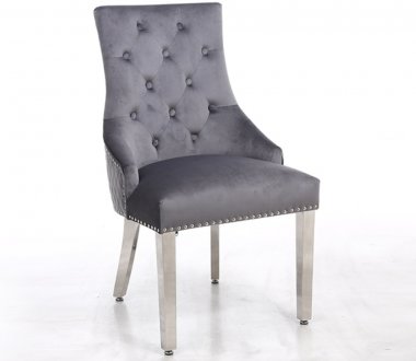 Leo Silver Dining Chair Set of 2 in Gray Fabric