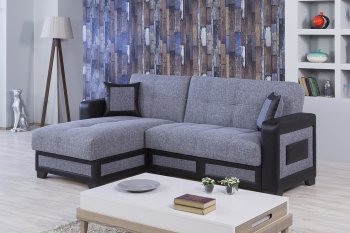 Elit Form Sectional Sofa Bed Gray Fabric by Casamode w/Options [CMSS-Elit-Form-Moon-Gray]