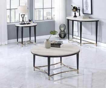 Ayser Coffee Table 3PC Set 85380 in White Washed & Black by Acme [AMCT-85380 Ayser]