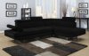 4016 Sectional Sofa in Black Textured Sateen Fabric