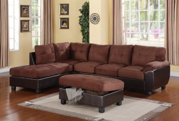 G906B Sectional Sofa w/Ottoman in Chocolate Fabric by Glory [GYSS-G906B Chocolate]