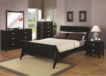 Rich Black Finish Transitional Bed w/Optional Casegoods [CRBS-202021-Eleanor]