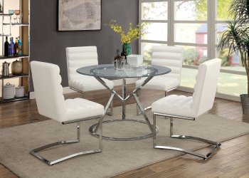 Livada I CM3170RT-WH 5Pc Set of Round Table & 4 White Chairs [FADS-CM3170RT-WH-5PK]