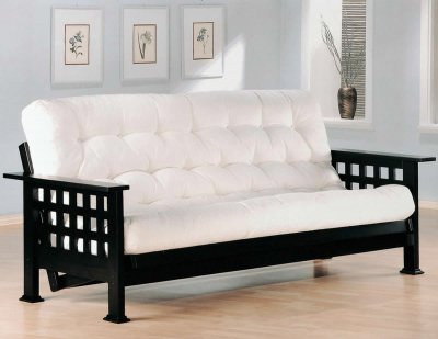 Cappuccino Finish Wood Slate Modern Futon