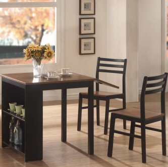 Two-Tone Finish Modern 3Pc Dining Set w/Fold Out Table Top