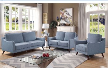 Maxime Sofa & Loveseat Set CM6971BL -Light Blue Fabric w/Options [FAS-CM6971BL-Maxime]