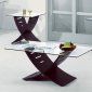 Set of Contemporary Coffee & 2 End Tables W/Merlot Finish Legs