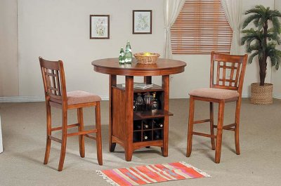 Bar Table With Round Wooden Top And Wine Storage