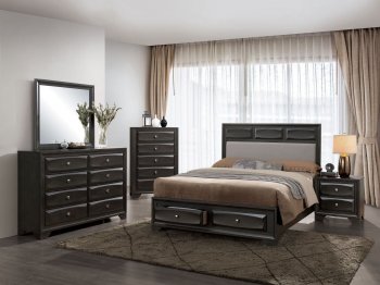 Clotilde Bedroom w/Padded Headboard CM7553 - Antique Gray [FABS-CM7553-Clotilde]