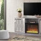 Yonit Electric Fireplace Media Console in Silver