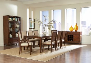 Warm Brown Cherry Finish Modern Dining Table w/Optional Items [HEDS-1331]