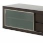 Dark or Natural Walnut Finish Modern Media Unit w/Glass Slider