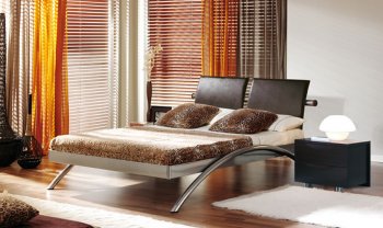 Half Moon Shape Chromed Metal Frame Modern Bed [EFBS-318 Tania]