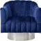 Farrah Accent Chair 519 in Navy Velvet Fabric by Meridian