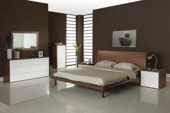 Walnut & Cream Two-Tone Modern Bedroom w/Options [CVBS-TROY]