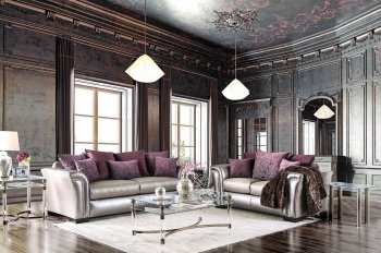 Benigno Sofa SM6412 in Pewter/Purple Leatherette w/Options [FAS-SM6412-Benigno-Purple/Pewter]