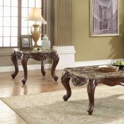 Jardena Coffee Table 81655 in Cherry Oak & Marble by Acme