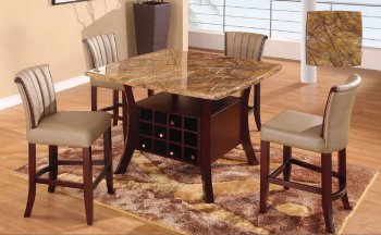 Cherry Wooden Modern Bar Table W/Mixed Beige Faux Marble Top [GFBT-7035]