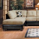 Microsuede and Leather Two-Tone Sectional Sofa