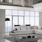 White Leather Modern Sectional Sofa w/Shelves