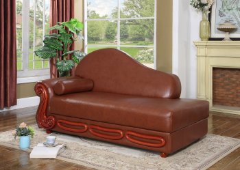 Bella Chaise 632 in Brown Bonded Leather by Meridian [MRCL-632BR Bella]