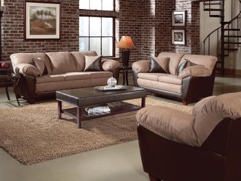 Two-Tone Mocha Transitional Living Room w/Pillow Top Seating [HLS-U507]